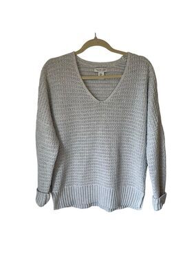 Rachel Zoe Los Angeles NY Knitted Sweater Open V-neck Gray Sz Medium